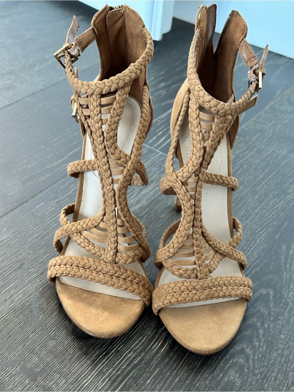 Aldo Braided Strappy High Heel Sandals - Brown
